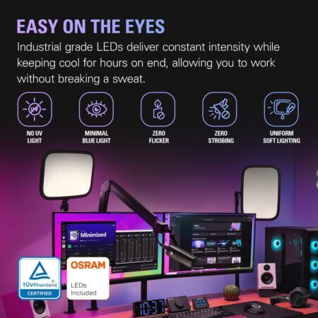 Elgato Key Light - 2800 Lumens Adjustable Studio Light with Desk Clamp for Streaming & Recording