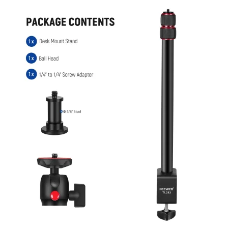 NEEWER Table-Mounted Camera / Light Stand (TL283) with Phone Holder, Telescopic C Clamp (17"-40"/43-102cm)