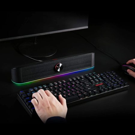 Redragon GS560 RGB Desktop Soundbar: 2.0 Channel Speaker with Dynamic Lighting Effects
