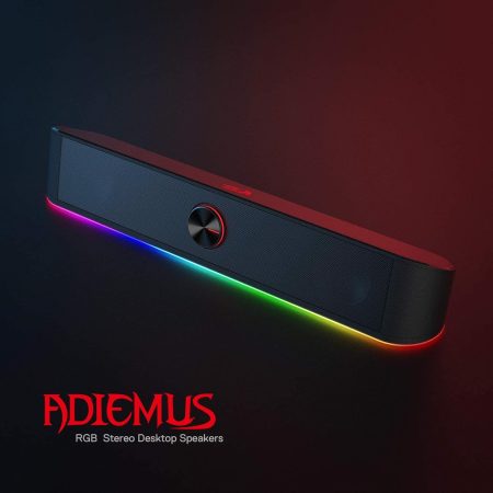 Redragon GS560 RGB Desktop Soundbar: 2.0 Channel Speaker with Dynamic Lighting Effects